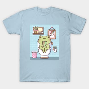 Cute Frog Chilling On Toilet Bowl T-Shirt